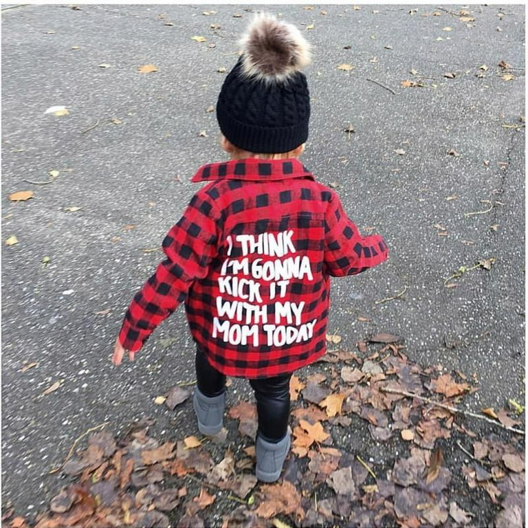 Kids Little Boys Girls Baby Letters Print Long Sleeve Button Down Red Plaid Flannel Shirt Kids Little Boys Girls Baby Letters Print Long Sleeve Button Down Red Plaid Flannel Shirt